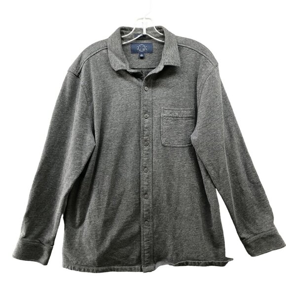 Even Tide Shirt Jacket Mens L Short Gray Fleece Sweater Jacket Shacket Cotton - Picture 1 of 8